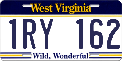 WV license plate 1RY162