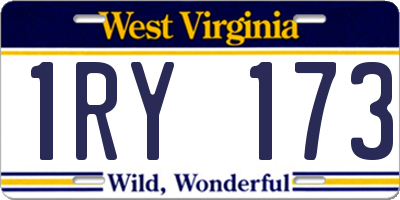 WV license plate 1RY173