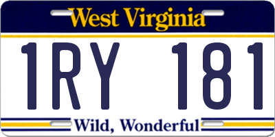 WV license plate 1RY181