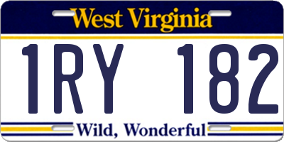 WV license plate 1RY182