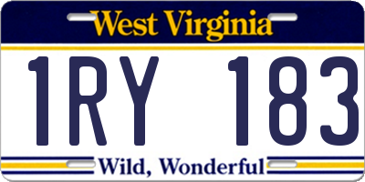 WV license plate 1RY183