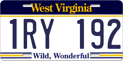 WV license plate 1RY192