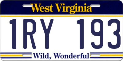 WV license plate 1RY193