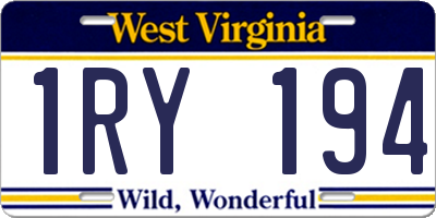 WV license plate 1RY194