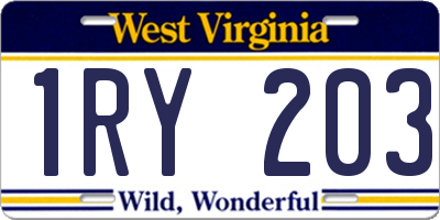 WV license plate 1RY203