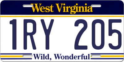 WV license plate 1RY205