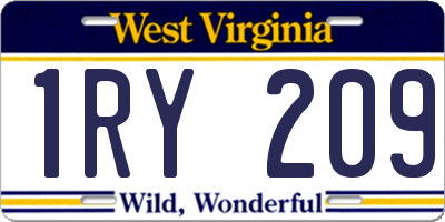 WV license plate 1RY209