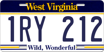 WV license plate 1RY212