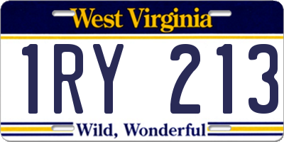 WV license plate 1RY213