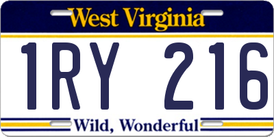 WV license plate 1RY216