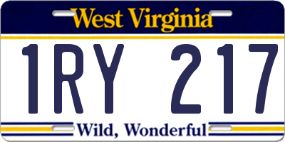 WV license plate 1RY217