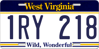 WV license plate 1RY218