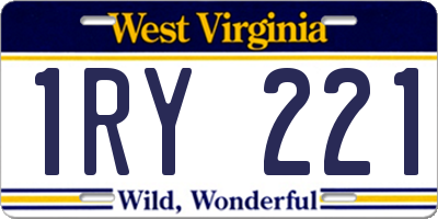 WV license plate 1RY221