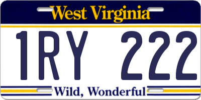 WV license plate 1RY222