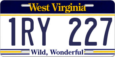 WV license plate 1RY227