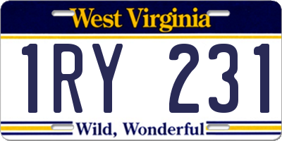 WV license plate 1RY231
