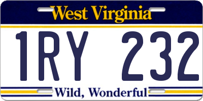 WV license plate 1RY232