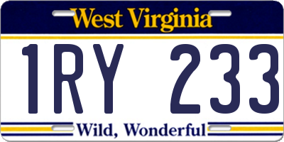 WV license plate 1RY233