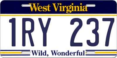 WV license plate 1RY237