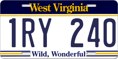 WV license plate 1RY240