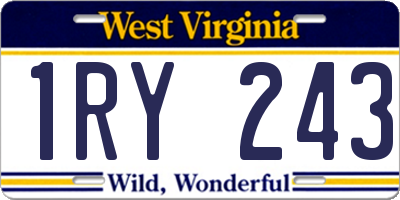 WV license plate 1RY243