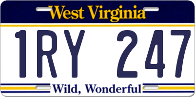 WV license plate 1RY247