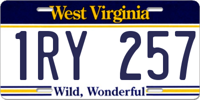 WV license plate 1RY257