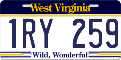 WV license plate 1RY259