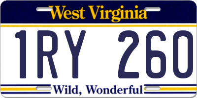 WV license plate 1RY260