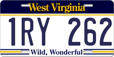 WV license plate 1RY262