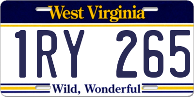 WV license plate 1RY265