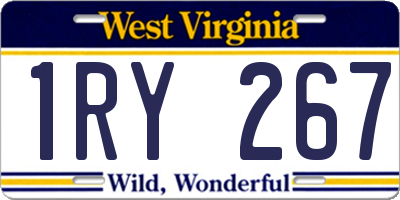 WV license plate 1RY267