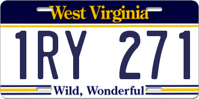 WV license plate 1RY271