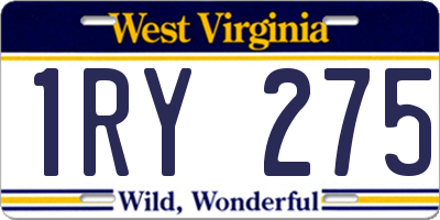 WV license plate 1RY275