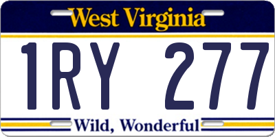 WV license plate 1RY277