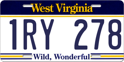WV license plate 1RY278