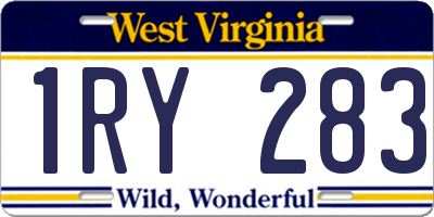 WV license plate 1RY283