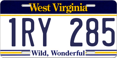WV license plate 1RY285