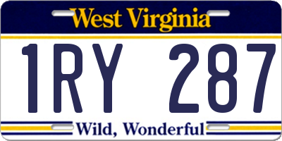 WV license plate 1RY287