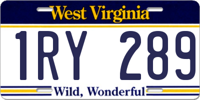 WV license plate 1RY289