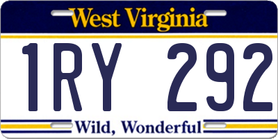 WV license plate 1RY292