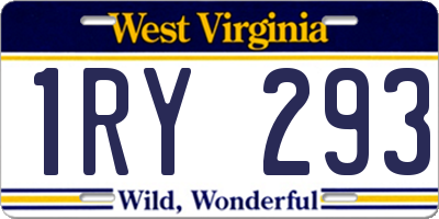 WV license plate 1RY293