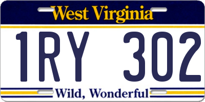 WV license plate 1RY302