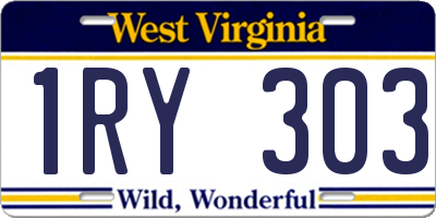 WV license plate 1RY303