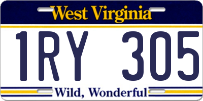 WV license plate 1RY305