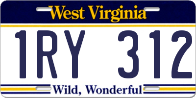 WV license plate 1RY312