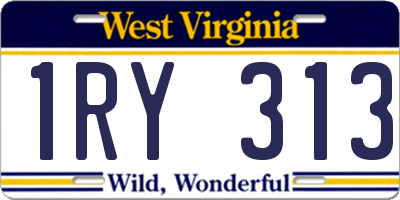 WV license plate 1RY313