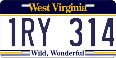WV license plate 1RY314