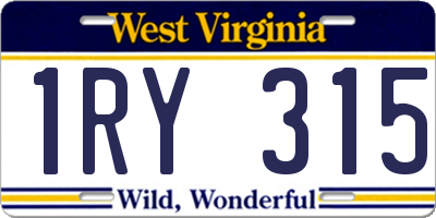 WV license plate 1RY315