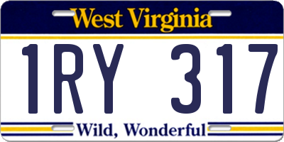 WV license plate 1RY317